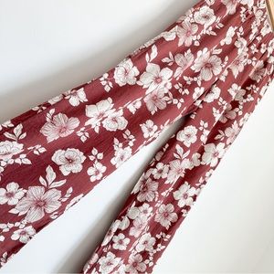 Abercrombie tropical flower linen blend pants